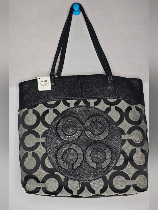 Coach Handbags - NWT Coach Op Art Signature Tote Shoulder Handbag Purse Black
